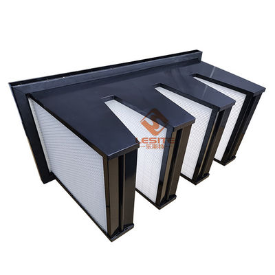 উচ্চ ক্ষমতা ভি ব্যাংক H13 500Pa উচ্চ দক্ষতা এয়ার ফিল্টার কালো